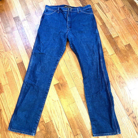 Wrangler FR Jeans Mens 38x36 Blue Denim Flame Resistant Straight Workwear - Picture 1 of 10